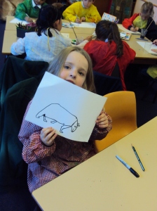 Sienna drawing of a polar bear